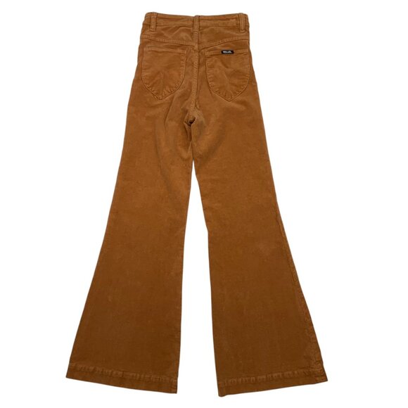Rollas Eastcoast Flare Pant 26 Tan Corduroy High Rise Zip Fly Bohemian Fall - Picture 12 of 12